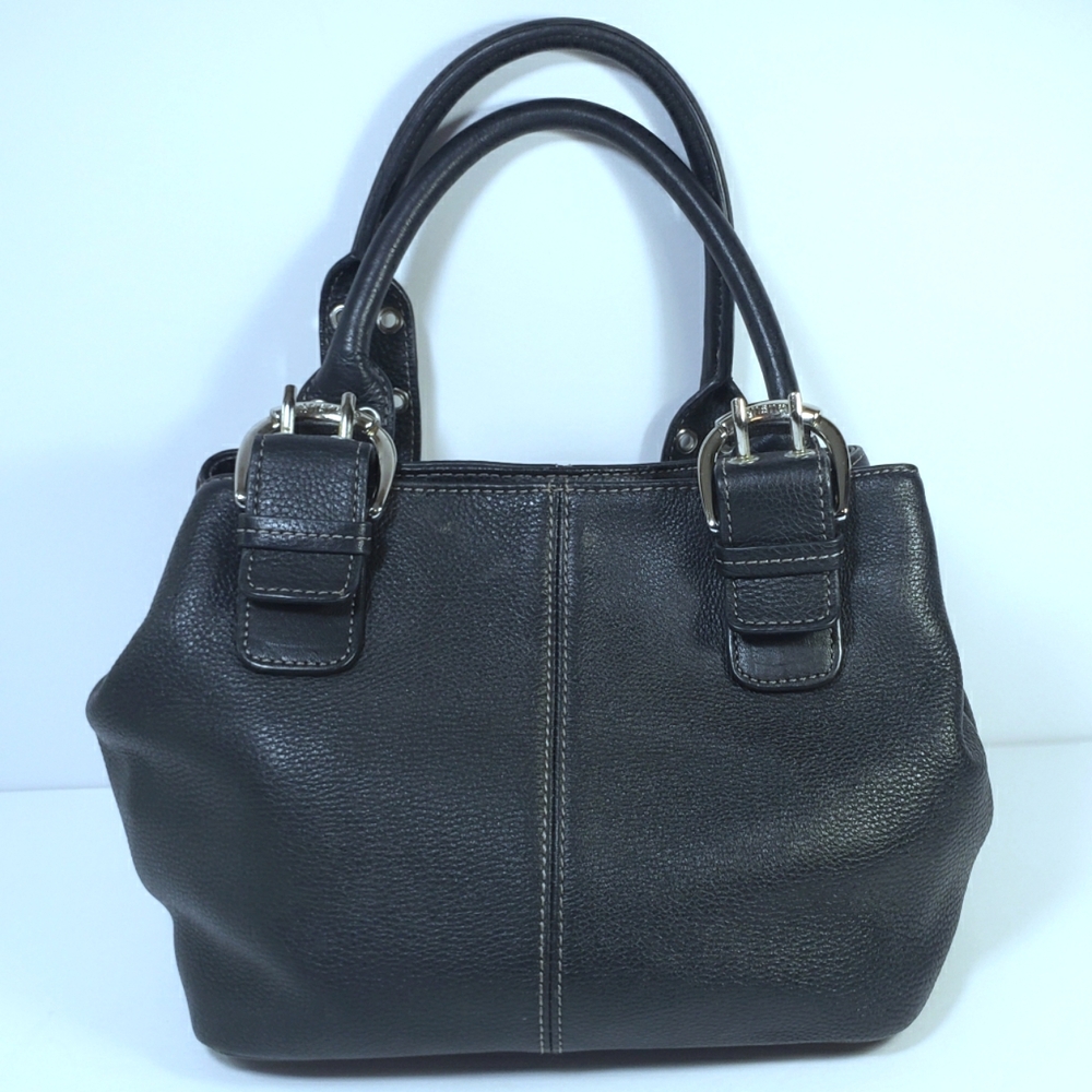 Tignanello Black Leather Handbag Purse Western Style Handbag
